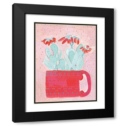Coral Cuppa Black Modern Wood Framed Art Print with Double Matting by Mack, Lynn