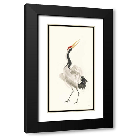 Scroll Crane I Warm Black Modern Wood Framed Art Print with Double Matting by Paschke, Chris