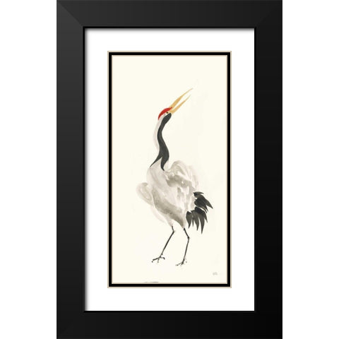 Scroll Crane I Warm Black Modern Wood Framed Art Print with Double Matting by Paschke, Chris