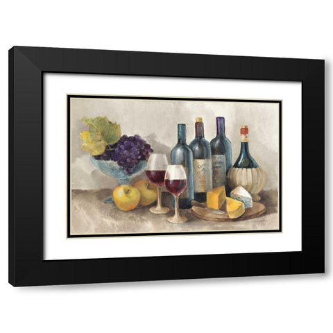 Wine and Fruit I v2 Light Black Modern Wood Framed Art Print with Double Matting by Hristova, Albena