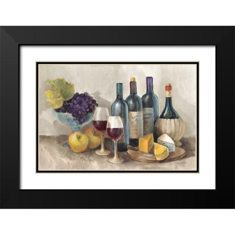 Wine and Fruit I v2 Light Black Modern Wood Framed Art Print with Double Matting by Hristova, Albena