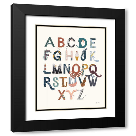 Alphabet A to Z Black Modern Wood Framed Art Print with Double Matting by Thorns, Becky