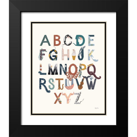 Alphabet A to Z Black Modern Wood Framed Art Print with Double Matting by Thorns, Becky