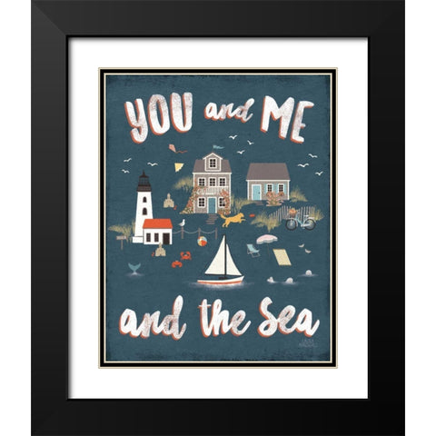 Seaside Village V Black Modern Wood Framed Art Print with Double Matting by Marshall, Laura