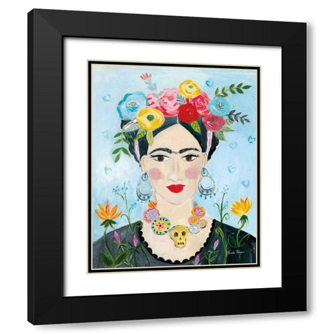 Homage to Frida II Black Modern Wood Framed Art Print with Double Matting by Zaman, Farida