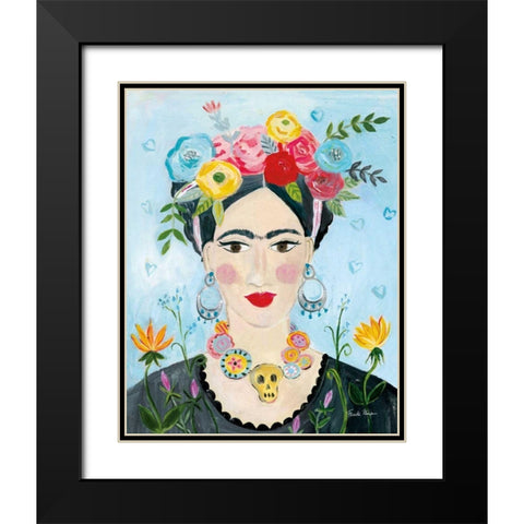 Homage to Frida II Black Modern Wood Framed Art Print with Double Matting by Zaman, Farida