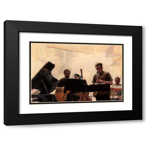 Jammin Black Modern Wood Framed Art Print with Double Matting by Sullivan, Myles