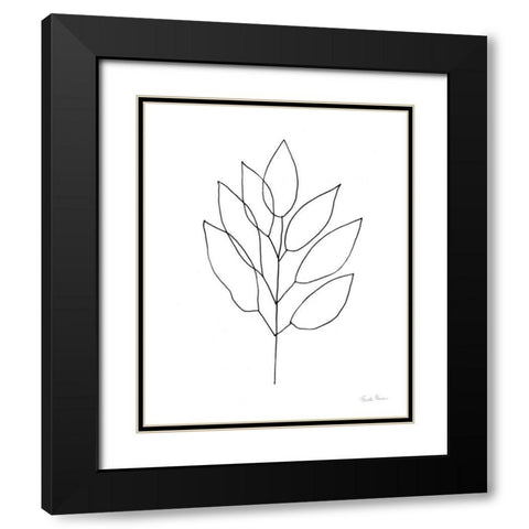 Doodle Leaves II Black Modern Wood Framed Art Print with Double Matting by Zaman, Farida