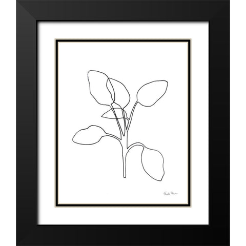 Doodle Leaves III Black Modern Wood Framed Art Print with Double Matting by Zaman, Farida