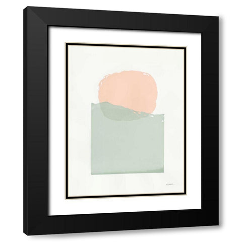 Buoyant Pink and Green Black Modern Wood Framed Art Print with Double Matting by Schick, Mike