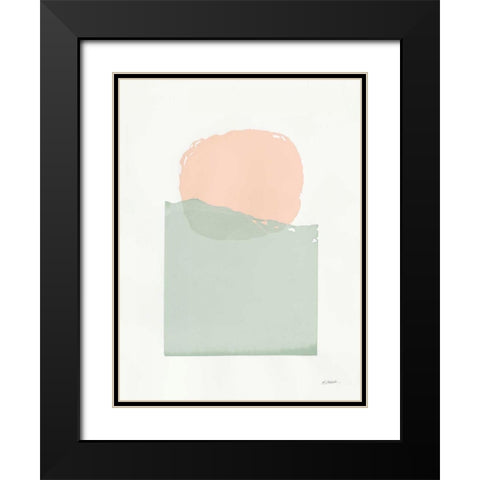 Buoyant Pink and Green Black Modern Wood Framed Art Print with Double Matting by Schick, Mike