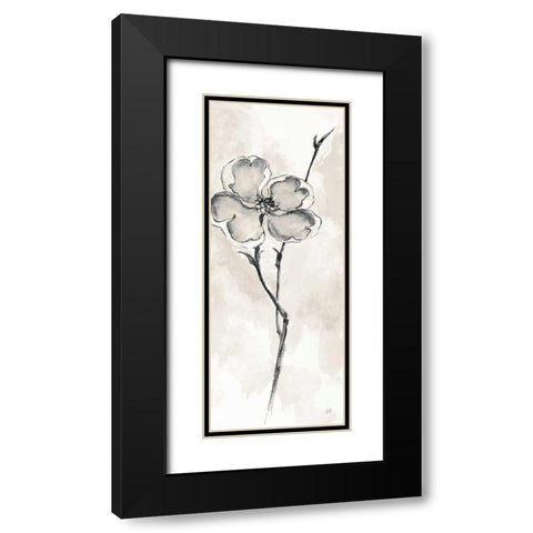 Solitary Dogwood II Taupe Black Modern Wood Framed Art Print with Double Matting by Paschke, Chris