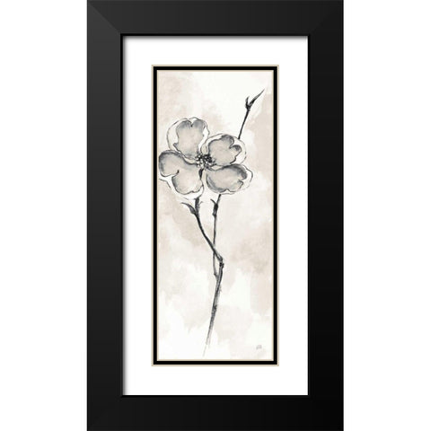 Solitary Dogwood II Taupe Black Modern Wood Framed Art Print with Double Matting by Paschke, Chris