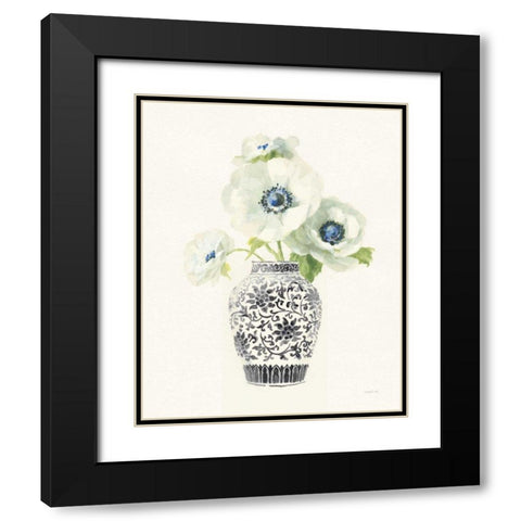 Floral Chinoiserie II Black Crop Black Modern Wood Framed Art Print with Double Matting by Nai, Danhui