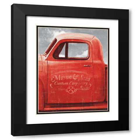 Lets Go for a Ride II Red Truck Black Modern Wood Framed Art Print with Double Matting by Wiens, James