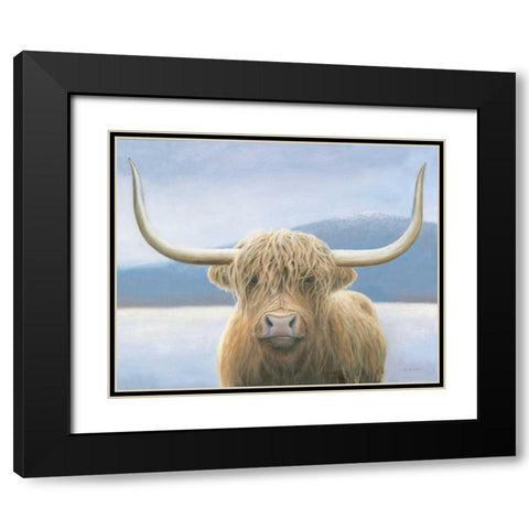 Highland Cow v2 Black Modern Wood Framed Art Print with Double Matting by Wiens, James