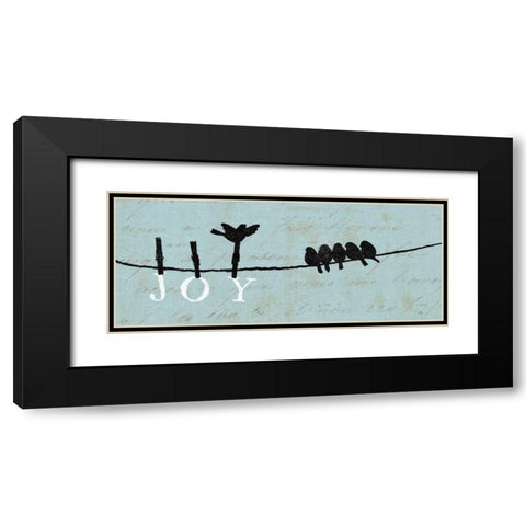 Birds on a Wire - Joy Black Modern Wood Framed Art Print with Double Matting by Pela