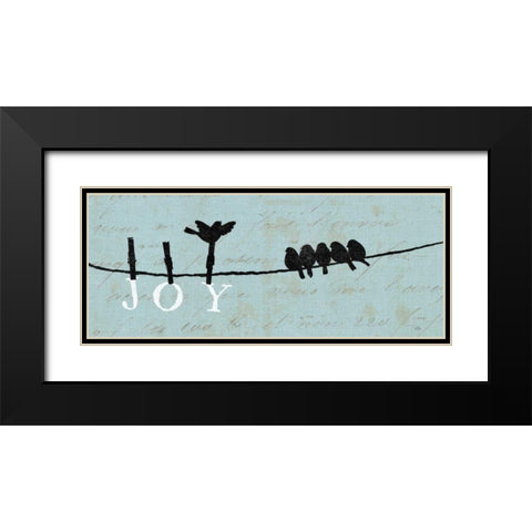 Birds on a Wire - Joy Black Modern Wood Framed Art Print with Double Matting by Pela
