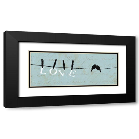 Birds on a Wire - Love Black Modern Wood Framed Art Print with Double Matting by Pela