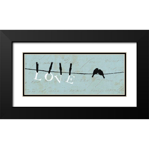 Birds on a Wire - Love Black Modern Wood Framed Art Print with Double Matting by Pela