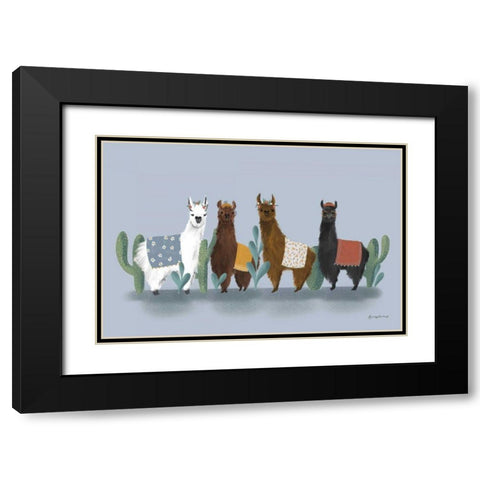 Delightful Alpacas V Black Modern Wood Framed Art Print with Double Matting by Thorns, Becky