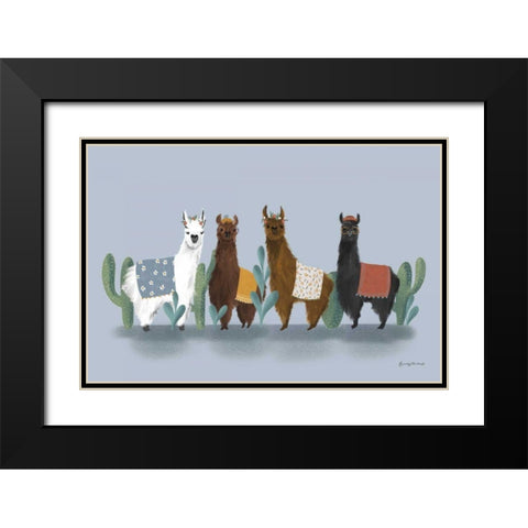 Delightful Alpacas V Black Modern Wood Framed Art Print with Double Matting by Thorns, Becky