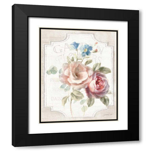 Cottage Garden IV on wood Black Modern Wood Framed Art Print with Double Matting by Nai, Danhui