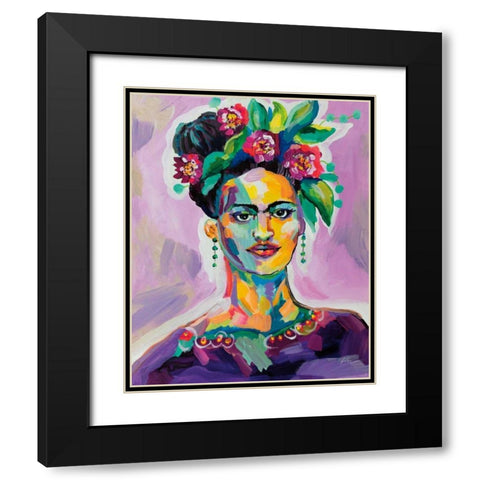 Frida Black Modern Wood Framed Art Print with Double Matting by Vertentes, Jeanette