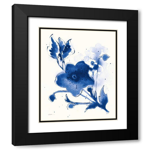 Independent Blooms Blue II v2 Black Modern Wood Framed Art Print with Double Matting by Novak, Shirley