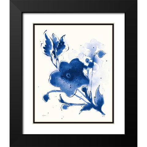 Independent Blooms Blue II v2 Black Modern Wood Framed Art Print with Double Matting by Novak, Shirley