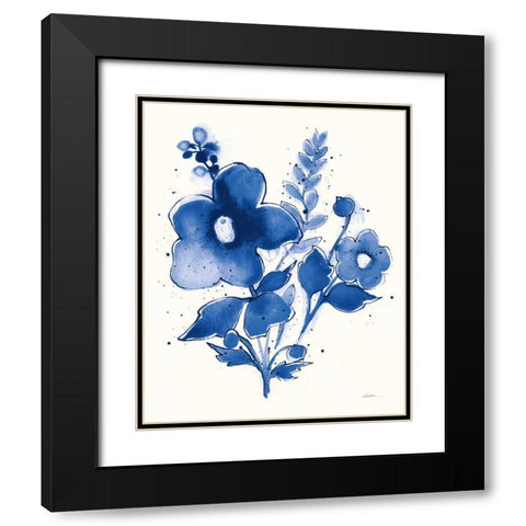 Independent Blooms Blue IV v2 Black Modern Wood Framed Art Print with Double Matting by Novak, Shirley
