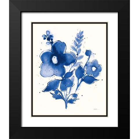 Independent Blooms Blue IV v2 Black Modern Wood Framed Art Print with Double Matting by Novak, Shirley