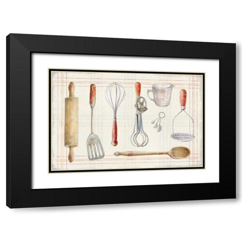 Floursack Kitchen IX Black Modern Wood Framed Art Print with Double Matting by Nai, Danhui