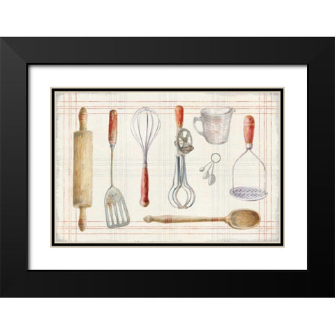 Floursack Kitchen IX Black Modern Wood Framed Art Print with Double Matting by Nai, Danhui