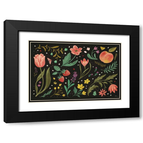 Spring Botanical I Black Black Modern Wood Framed Art Print with Double Matting by Penner, Janelle