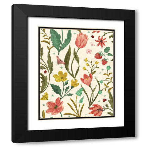 Spring Botanical Pattern IB Black Modern Wood Framed Art Print with Double Matting by Penner, Janelle