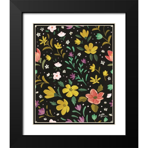 Spring Botanical Pattern IIA Black Modern Wood Framed Art Print with Double Matting by Penner, Janelle