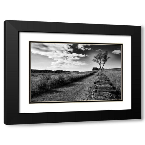 Stone Wall Black Modern Wood Framed Art Print with Double Matting by Aledanda