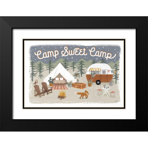 Gone Glamping I Black Modern Wood Framed Art Print with Double Matting by Marshall, Laura