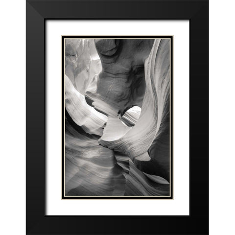 Lower Antelope Canyon IX BW Black Modern Wood Framed Art Print with Double Matting by Majchrowicz, Alan