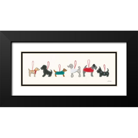 Holiday Dog Ornaments Black Modern Wood Framed Art Print with Double Matting by Ducklow, Patsy