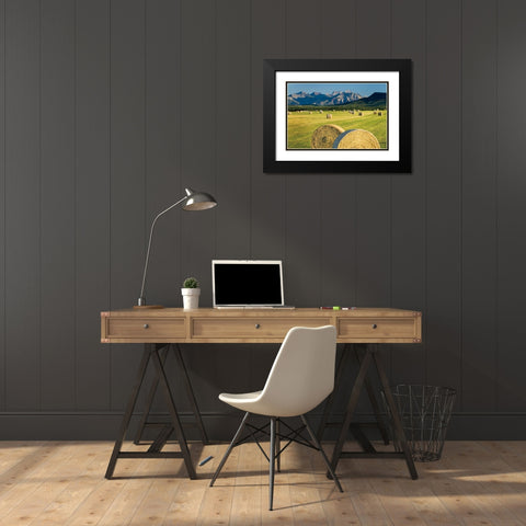 Waterton Hay Bales Black Modern Wood Framed Art Print with Double Matting by Majchrowicz, Alan