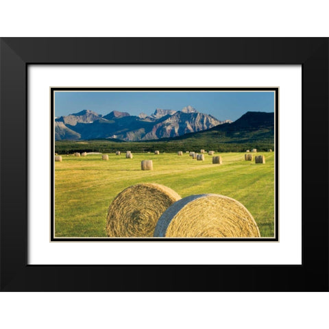 Waterton Hay Bales Black Modern Wood Framed Art Print with Double Matting by Majchrowicz, Alan