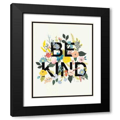 Wild Garden I Be Kind Cream Black Modern Wood Framed Art Print with Double Matting by Marshall, Laura