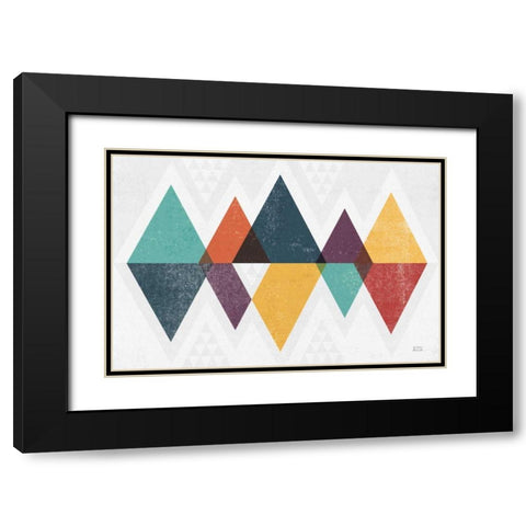 Mod Triangles II Retro Black Modern Wood Framed Art Print with Double Matting by Mullan, Michael