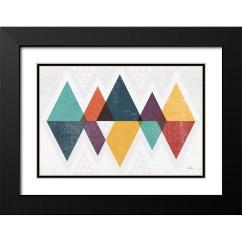 Mod Triangles II Retro Black Modern Wood Framed Art Print with Double Matting by Mullan, Michael