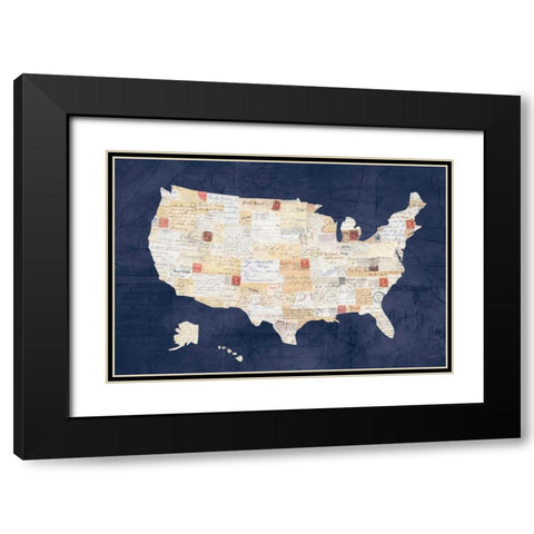 Vintage USA on Indigo Black Modern Wood Framed Art Print with Double Matting by Prahl, Courtney