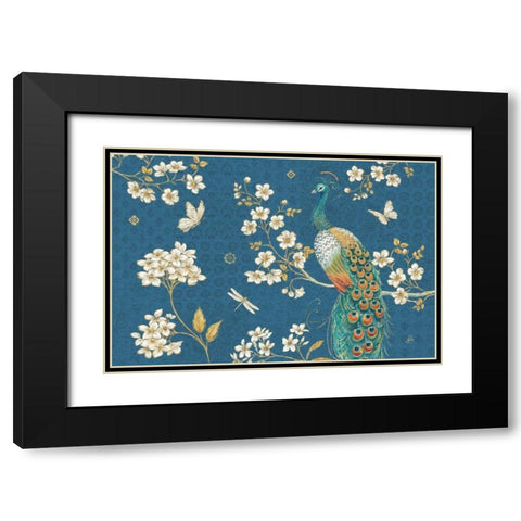 Ornate Peacock II Blue Black Modern Wood Framed Art Print with Double Matting by Brissonnet, Daphne