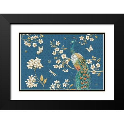 Ornate Peacock II Blue Black Modern Wood Framed Art Print with Double Matting by Brissonnet, Daphne