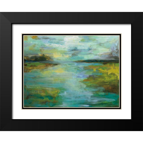 Serene Black Modern Wood Framed Art Print with Double Matting by Vertentes, Jeanette